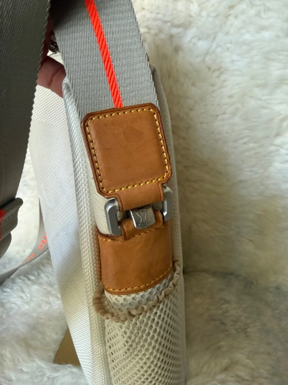 Louis Vuitton Cup Cream Sling Messenger Bag with Orange Trim Strap
